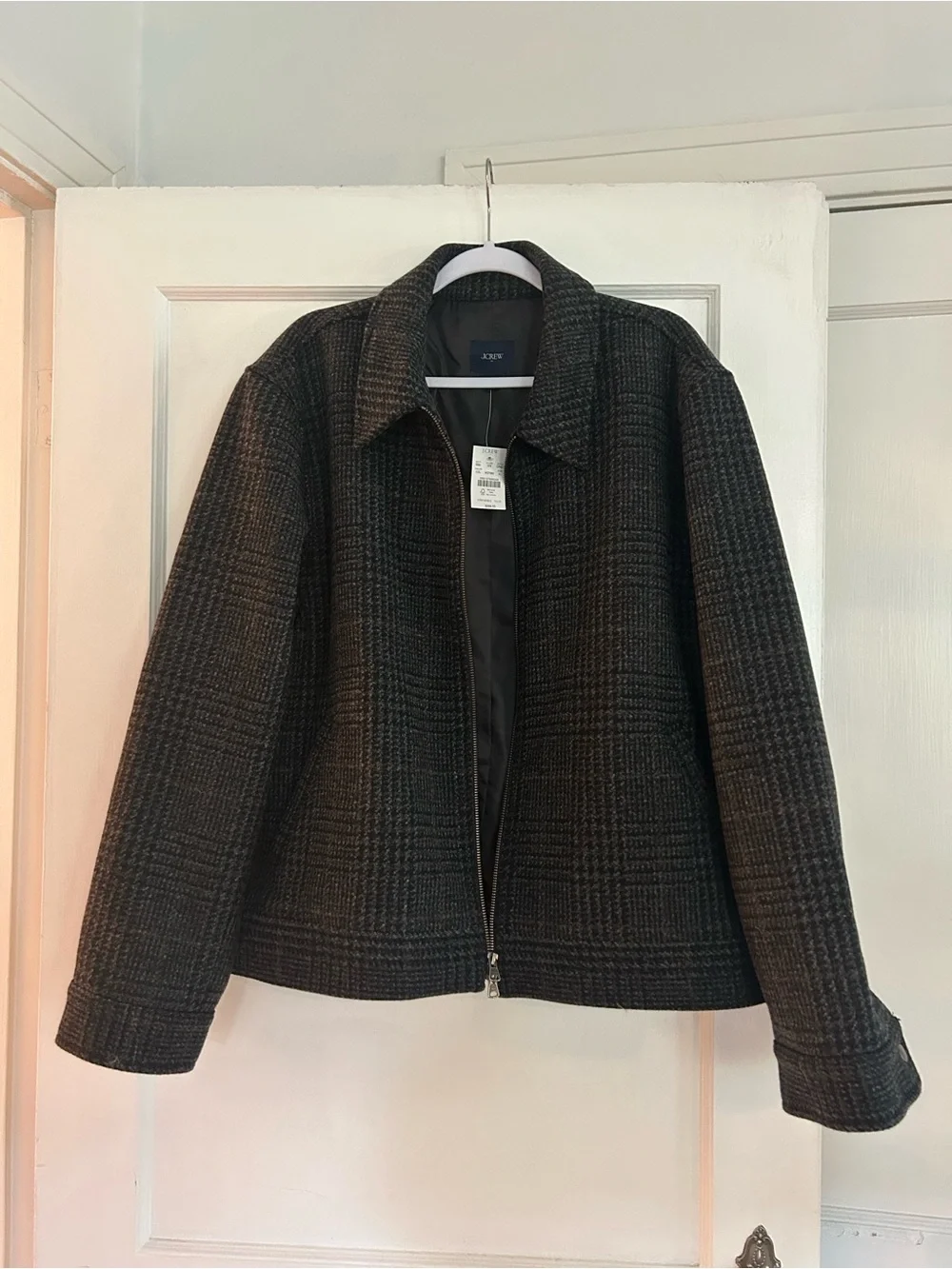 J. Crew Charcoal Plaid Zip-Front Wool Jacket (NWT)